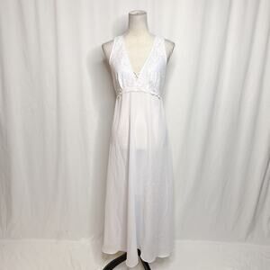 Vintage 90s Intimates by Flora Sheer Maxi Nightgown Slip Dress Floral Lace